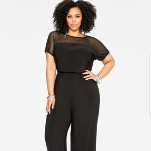 Mesh Yoke Wide Leg Jumpsuit